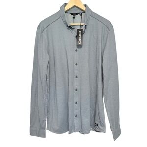 Ogio Shirt NWT Mens Large Grey Long Sleeve Button Down Jersey Performance